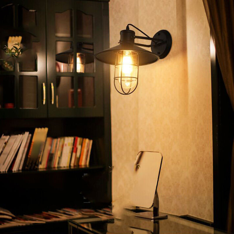 Flared Wall Sconce Lighting Industrial Style Metal 1 Light Wall Mounted Light