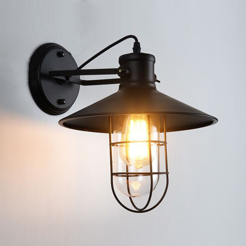 Flared Wall Sconce Lighting Industrial Style Metal 1 Light Wall Mounted Light
