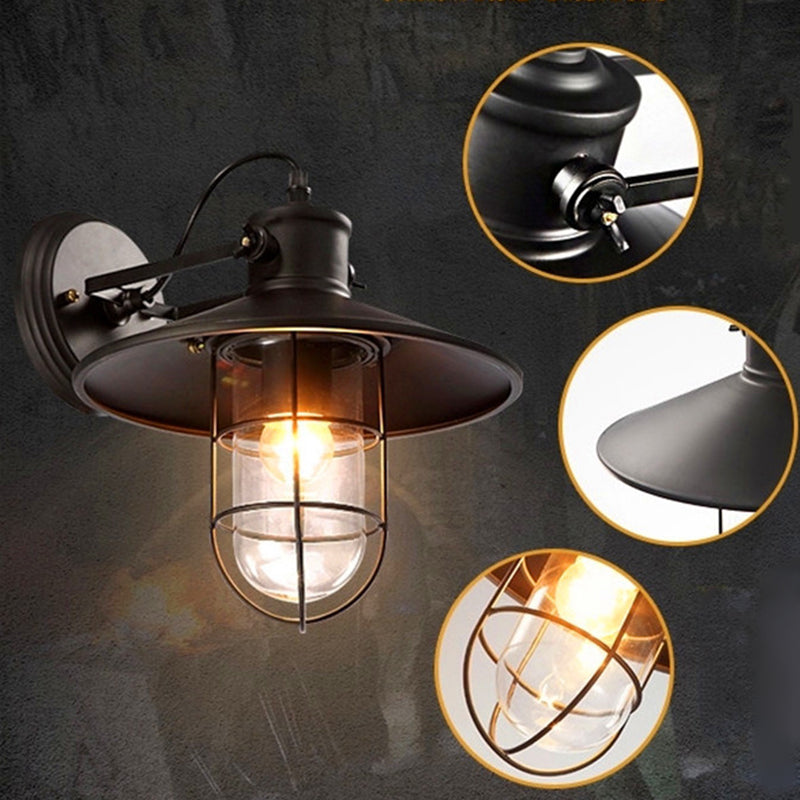 Flared Wall Sconce Lighting Industrial Style Metal 1 Light Wall Mounted Light
