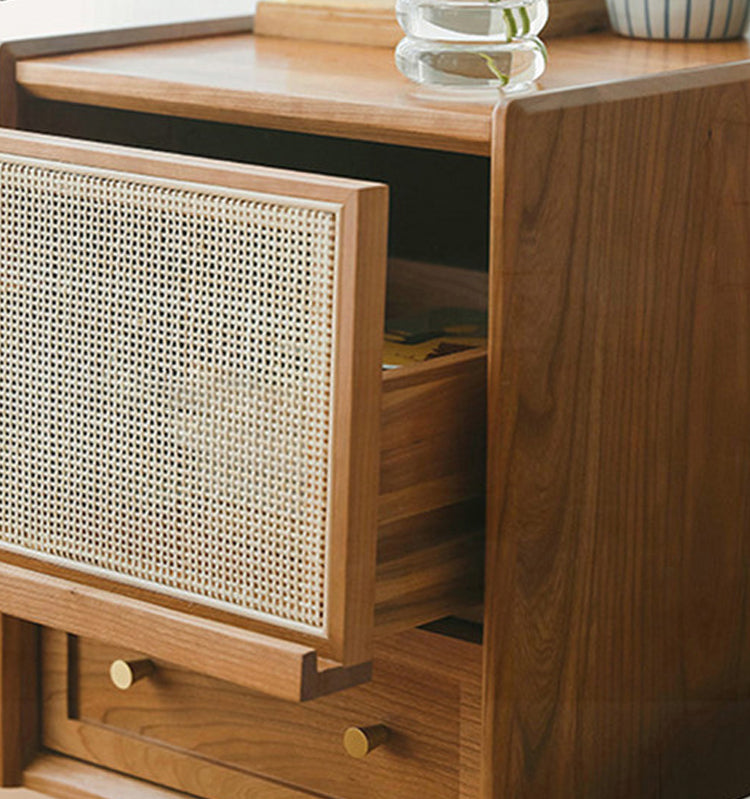 Rattan Bedside Cabinet Modern Minimalist Bedside Table with Legs