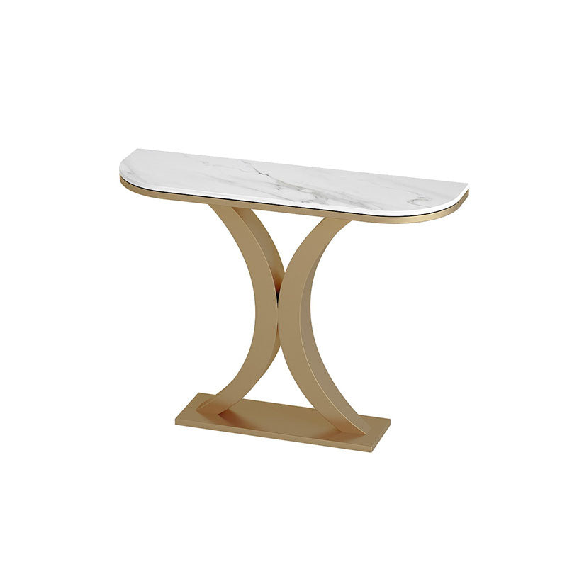 Glam Marble Console Table Half Moon Abstract 12" W Accent Table for Hall