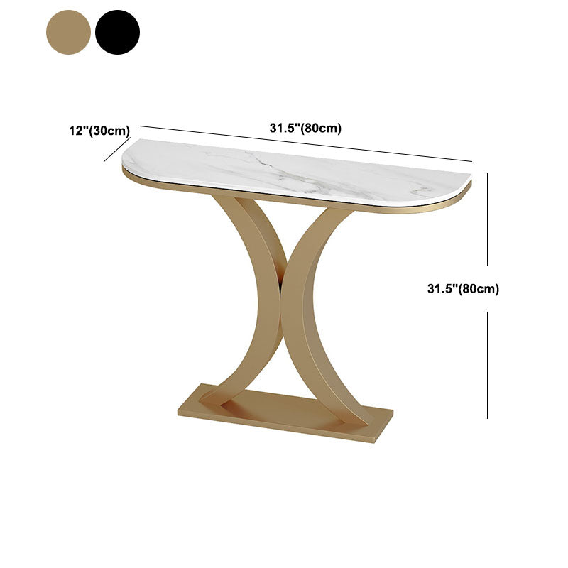 Glam Marble Console Table Half Moon Abstract 12" W Accent Table for Hall
