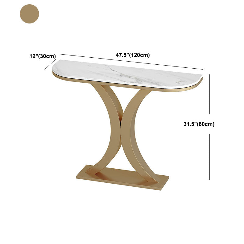 Glam Marble Console Table Half Moon Abstract 12" W Accent Table for Hall