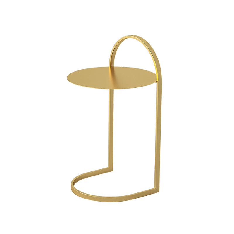 Modern Round Accent Table Nightstand Iron Night Table for Bedroom, 14"W