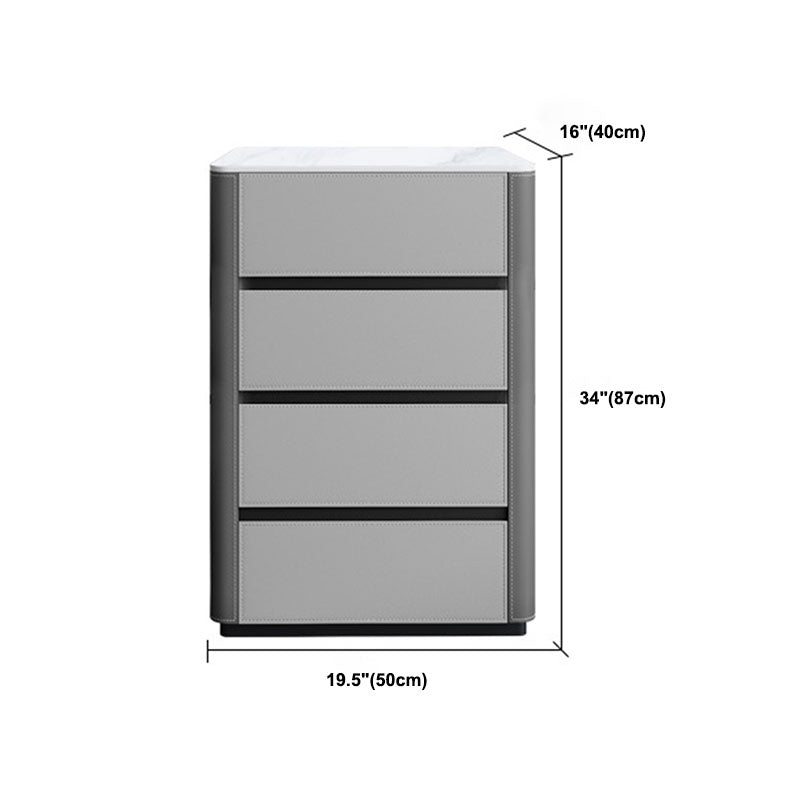 Contemporary Stone Chest Bedroom Vertical Storage Chest in Gray with Drawers