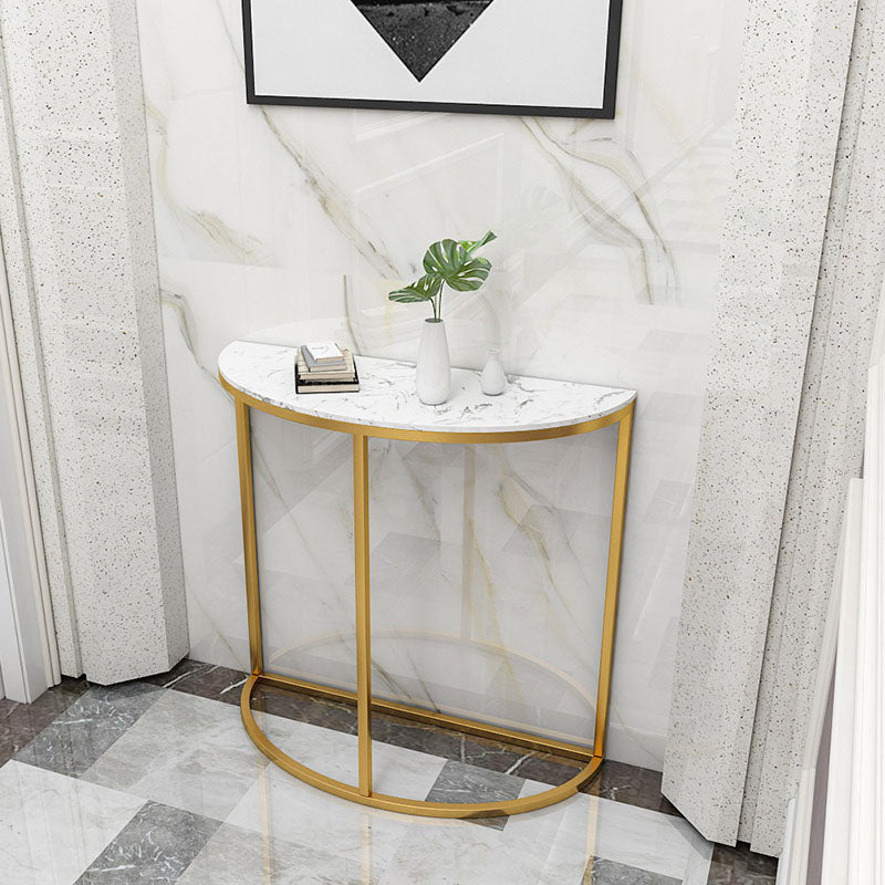Glam Marble Console Table Half Moon Stain Resistant Accent Table for Hall