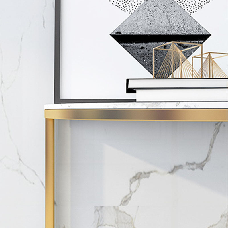 Glam Marble Console Table Half Moon Stain Resistant Accent Table for Hall