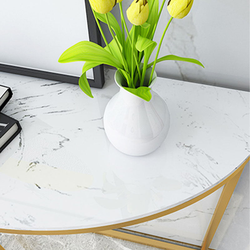 Glam Marble Console Table Half Moon Stain Resistant Accent Table for Hall