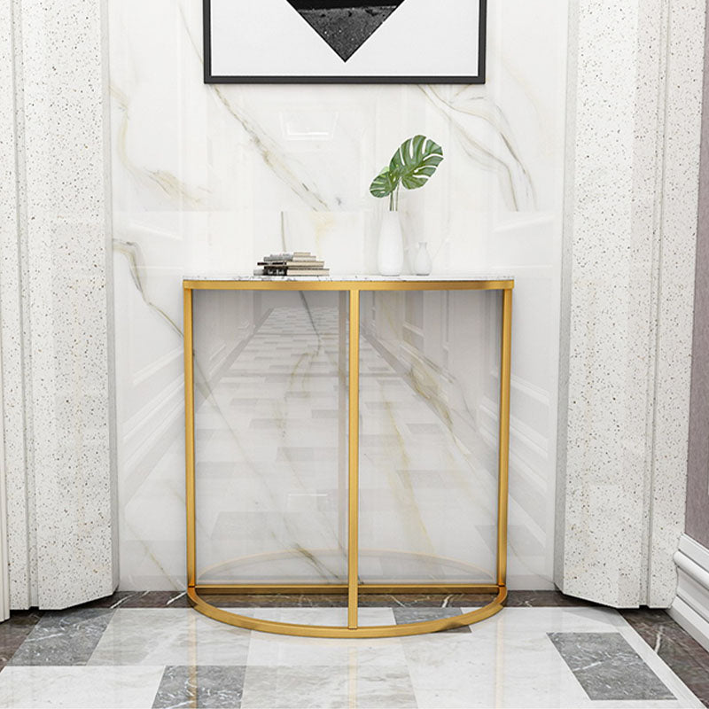 Glam Marble Console Table Half Moon Stain Resistant Accent Table for Hall