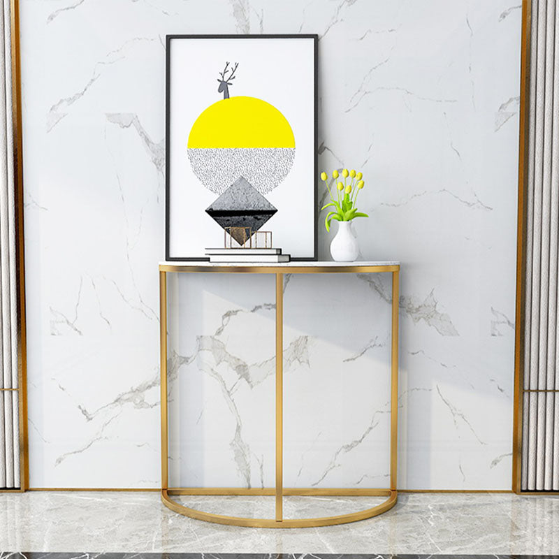Glam Marble Console Table Half Moon Stain Resistant Accent Table for Hall