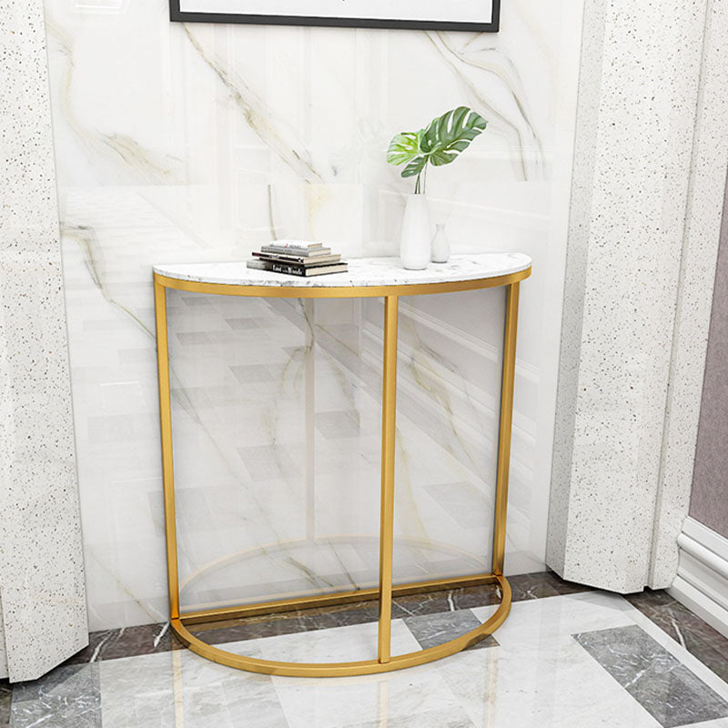 Glam Marble Console Table Half Moon Stain Resistant Accent Table for Hall