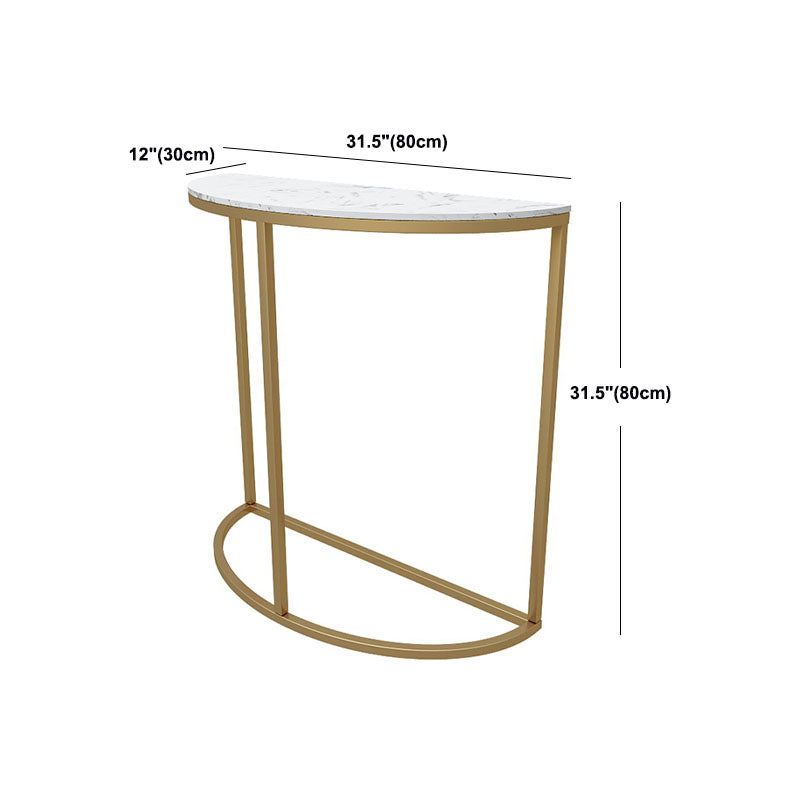 Glam Marble Console Table Half Moon Stain Resistant Accent Table for Hall