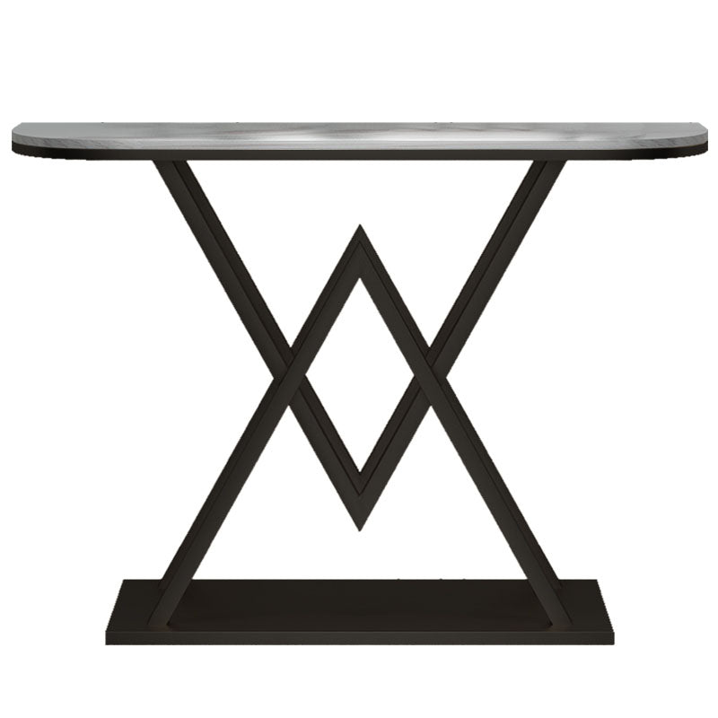 12" W Glam Marble Console Table Half Moon Stain Resistant Accent Table for Hall