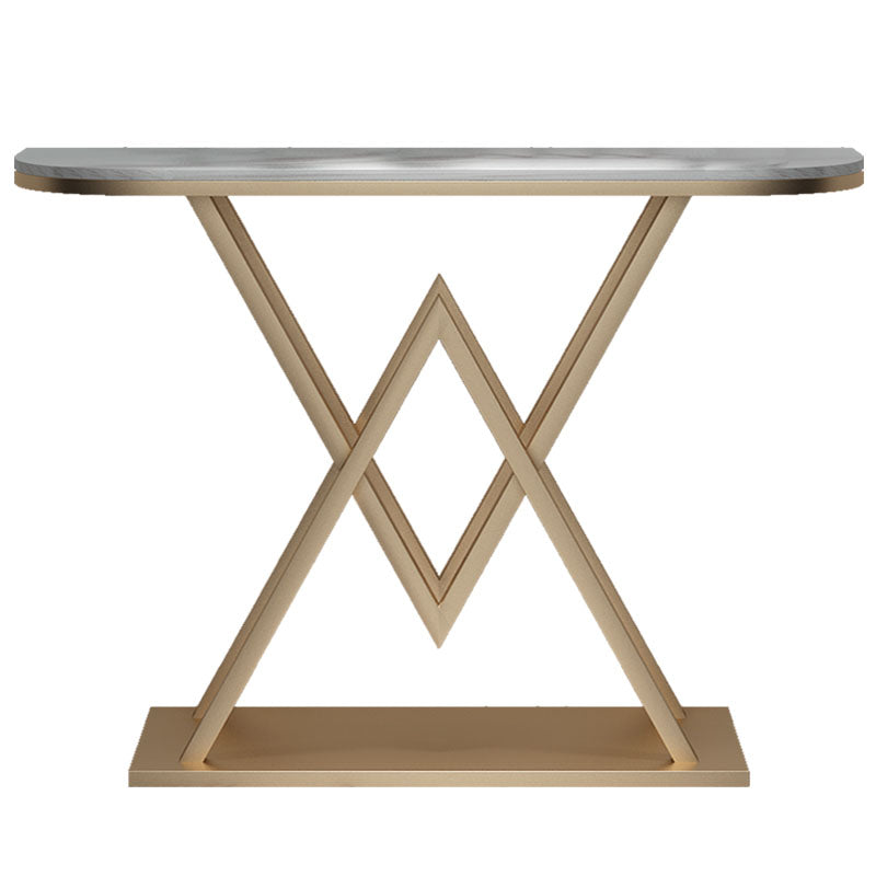12" W Glam Marble Console Table Half Moon Stain Resistant Accent Table for Hall