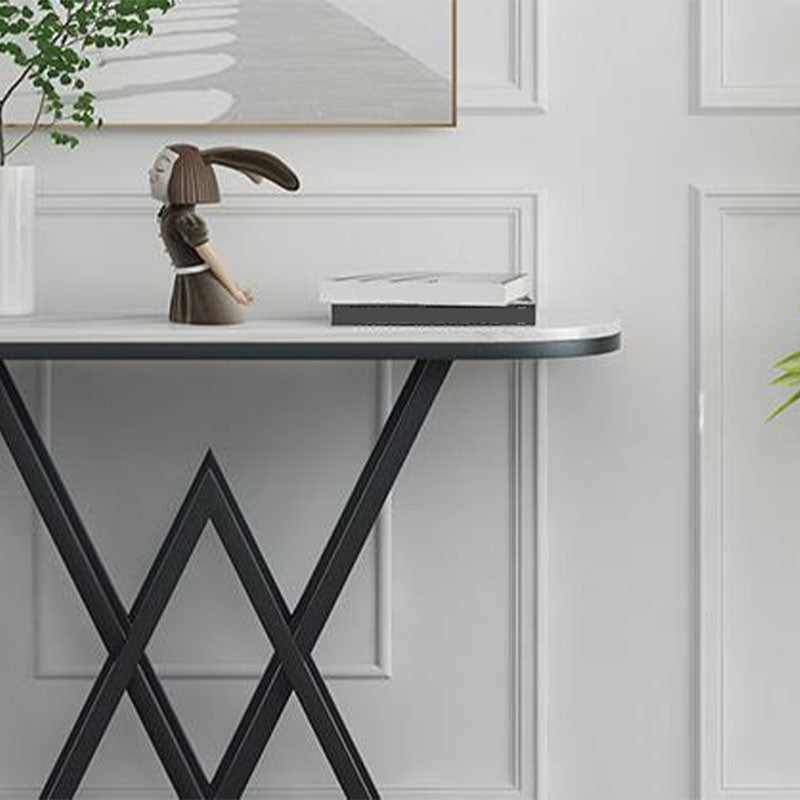 12" W Glam Marble Console Table Half Moon Stain Resistant Accent Table for Hall