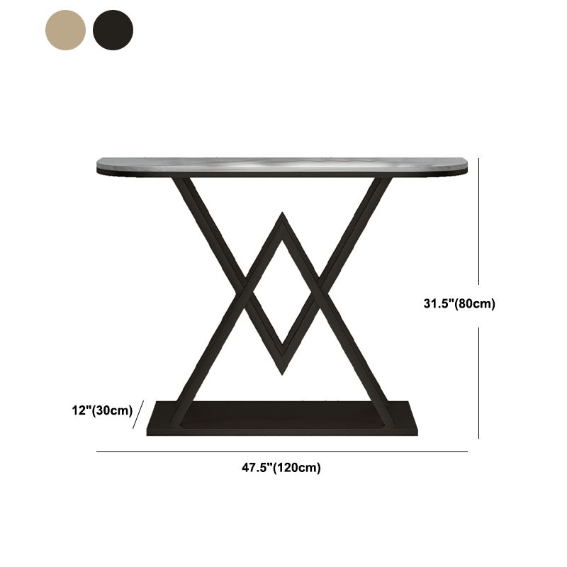 12" W Glam Marble Console Table Half Moon Stain Resistant Accent Table for Hall