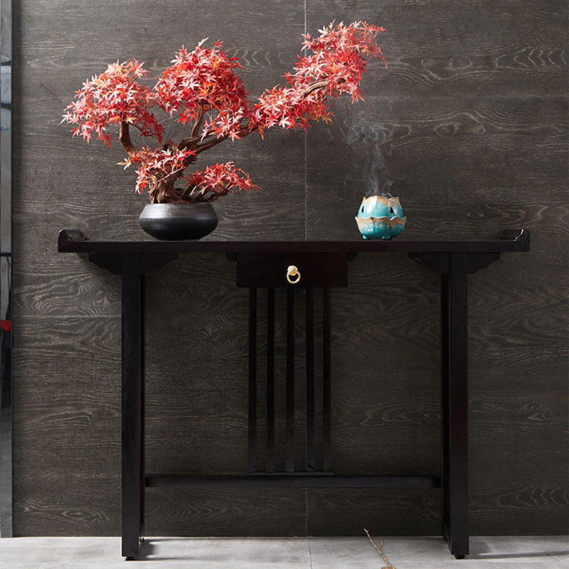 Pine Console Table Mid-Century Modern Rectangle Accent Table for Hall