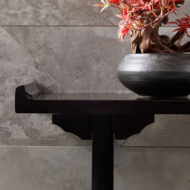 Pine Console Table Mid-Century Modern Rectangle Accent Table for Hall