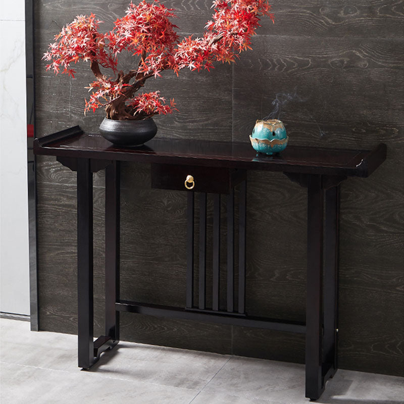 Pine Console Table Mid-Century Modern Rectangle Accent Table for Hall