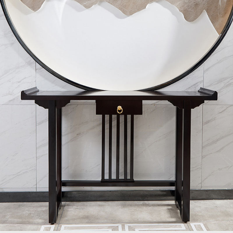 Pine Console Table Mid-Century Modern Rectangle Accent Table for Hall