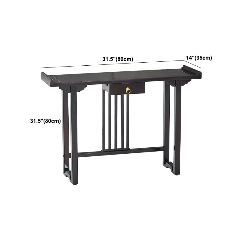 Pine Console Table Mid-Century Modern Rectangle Accent Table for Hall