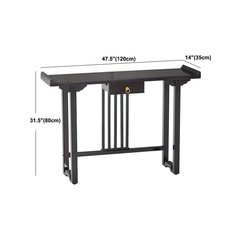 Pine Console Table Mid-Century Modern Rectangle Accent Table for Hall