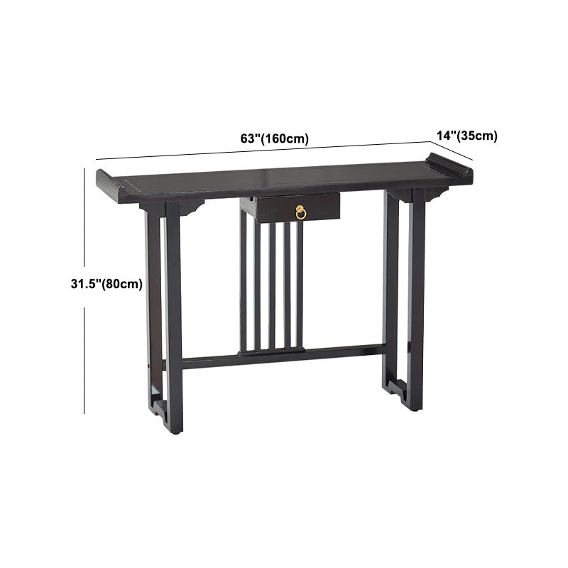 Pine Console Table Mid-Century Modern Rectangle Accent Table for Hall