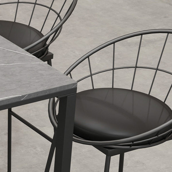 Rectangle Sintered Stone Bar Table Black and Metal Base Bar Table