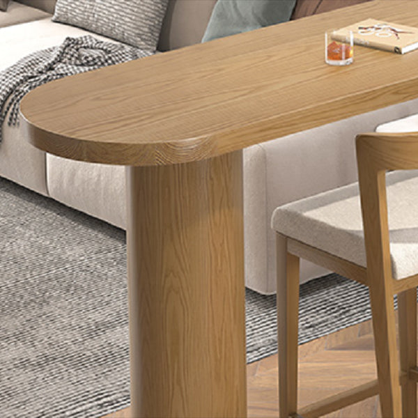 Specialty Solid Wood Bar Table Double Pedestal Bar Height Pub Table in Natural