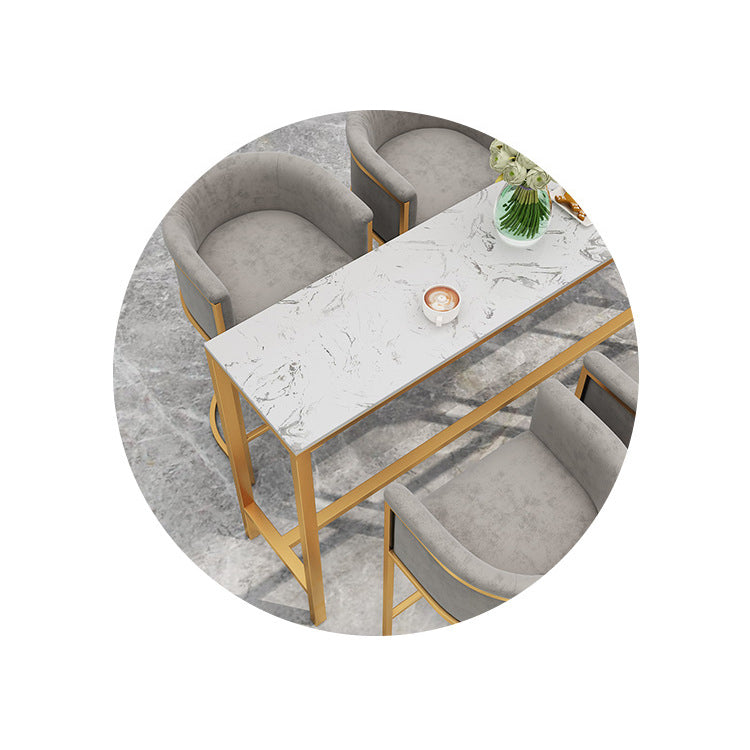 Glam Style Bar Table Faux Marble Bar Dining Table for Living Room
