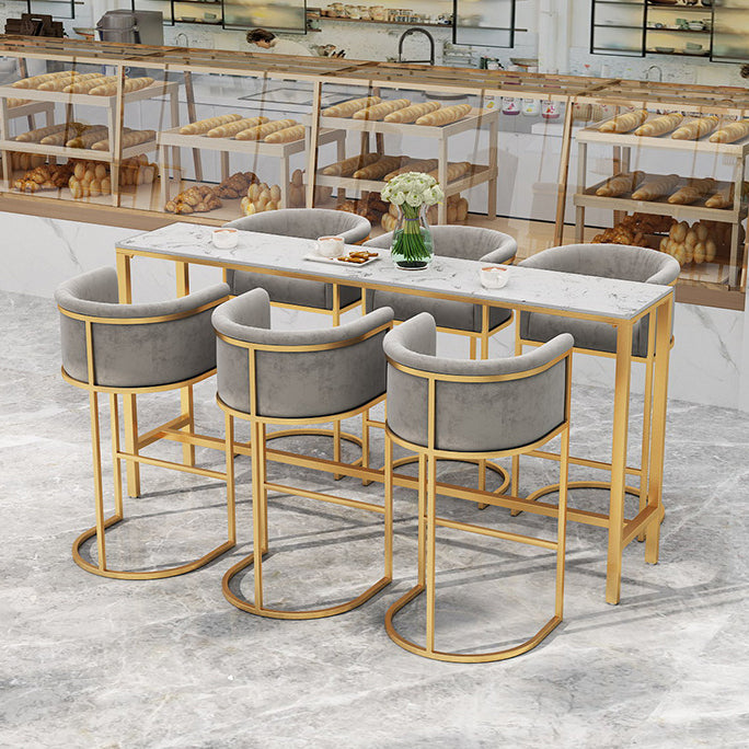 Glam Style Bar Table Faux Marble Bar Dining Table for Living Room