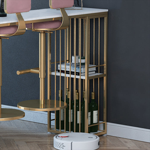 Glam Style Bar Table Faux Marble Bar Dining Table with Storage Shelf