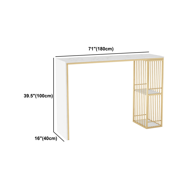 Glam Style Bar Table Faux Marble Bar Dining Table with Storage Shelf