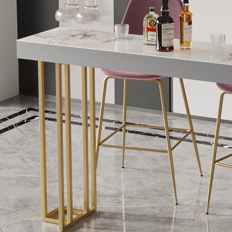 Glam Style Bar Table Rectangle Stone Bar Dining Table for Living Room