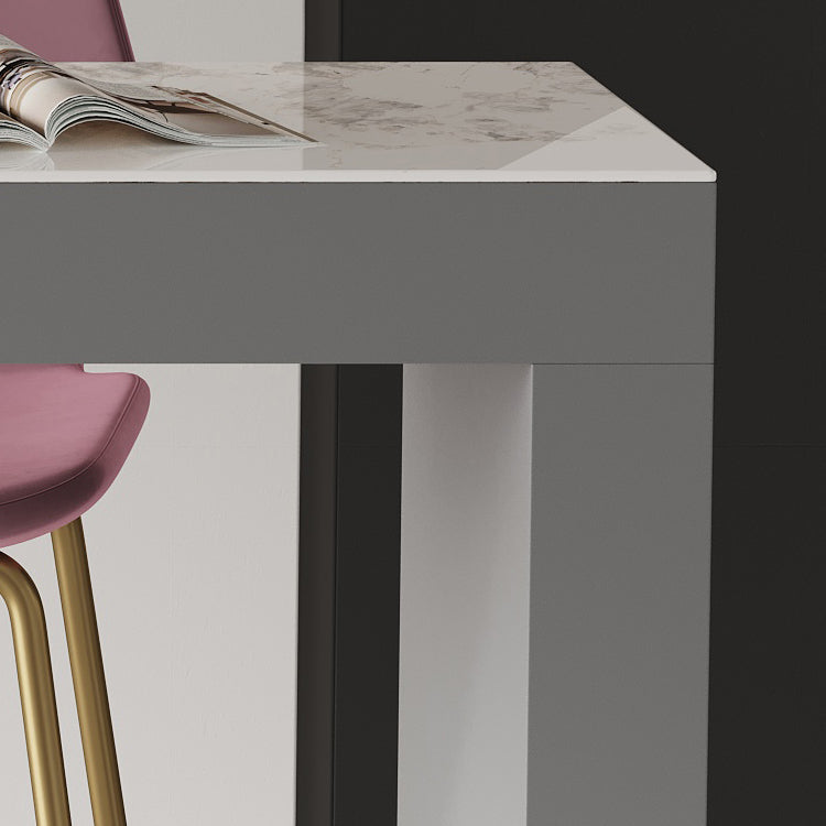 Glam Style Bar Table Rectangle Stone Bar Dining Table for Living Room