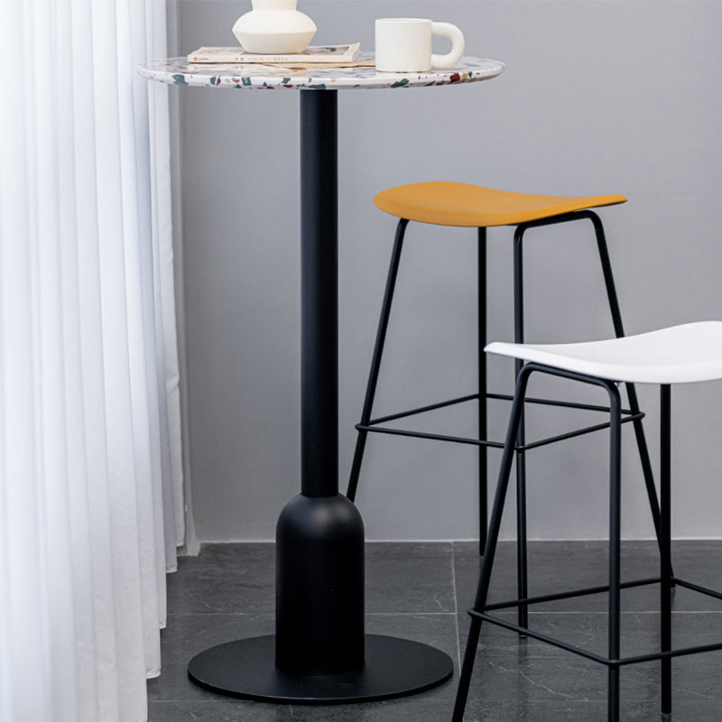 Industrial Bar Dining Table Fixed Bistro Bar Height Cocktail Table with Metal Base