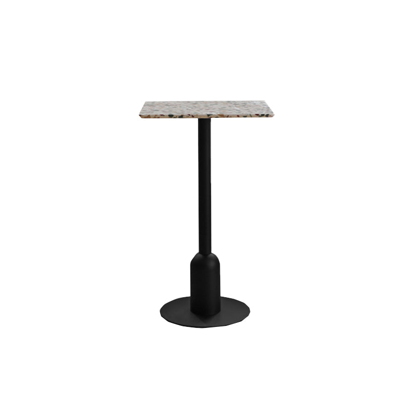 Industrial Bar Dining Table Fixed Bistro Bar Height Cocktail Table with Metal Base
