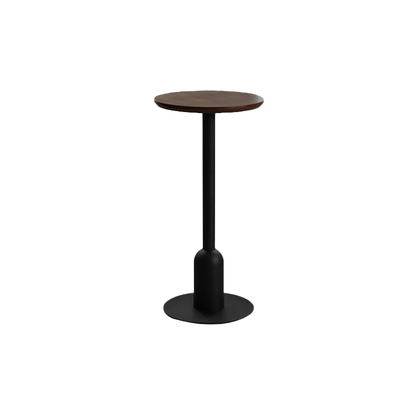 Industrial Bar Dining Table Fixed Bistro Bar Height Cocktail Table with Metal Base