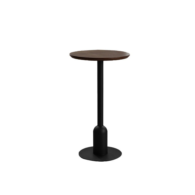 Industrial Bar Dining Table Fixed Bistro Bar Height Cocktail Table with Metal Base