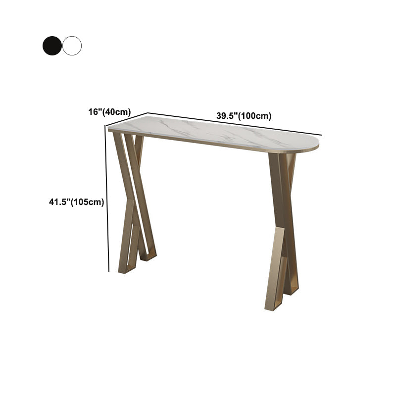 Glam Style Bar Table Stone Double Pedestal Bar Dining Table for Living Room