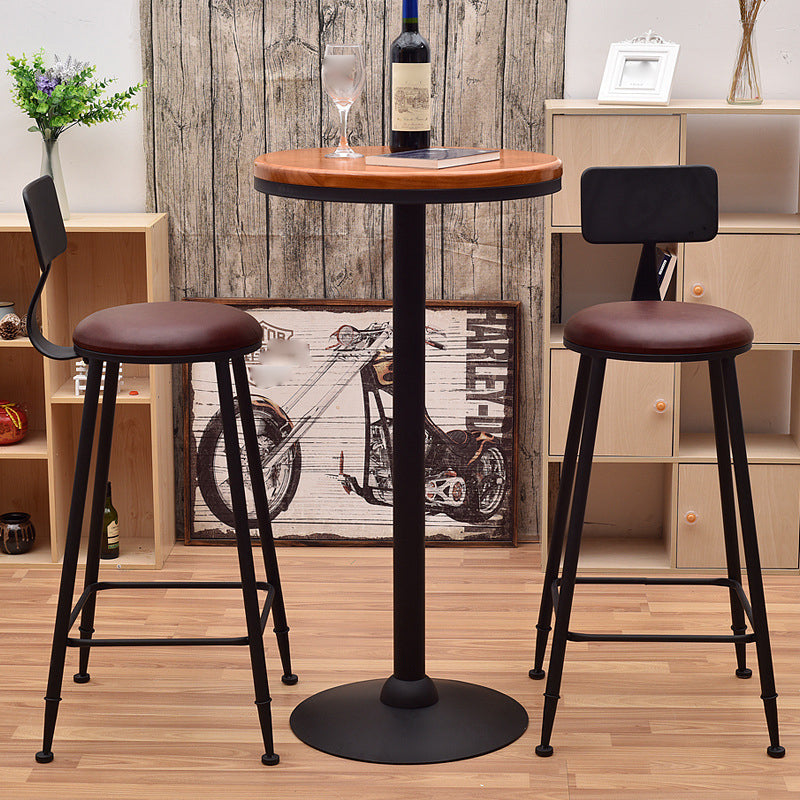 Modern Pub Table Round Bar Height Solid Wood Bar Table for Indoor