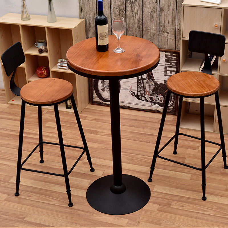 Modern Pub Table Round Bar Height Solid Wood Bar Table for Indoor