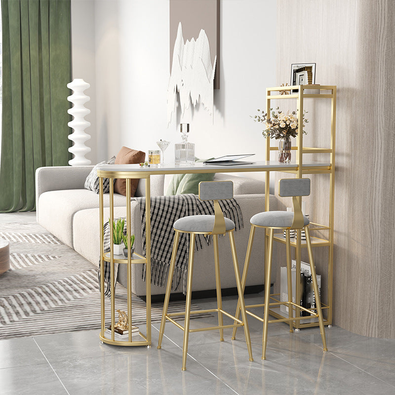 Modern Sintered Stone Bar Table Dining Table with Storage Shelves