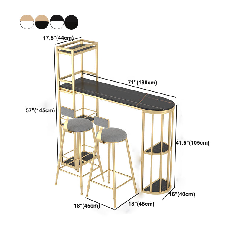 Modern Sintered Stone Bar Table Dining Table with Storage Shelves