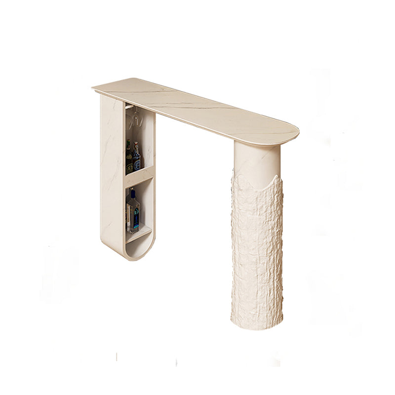 Modern Sintered Stone Bar Table White Specialty Bistro Table with Shelves
