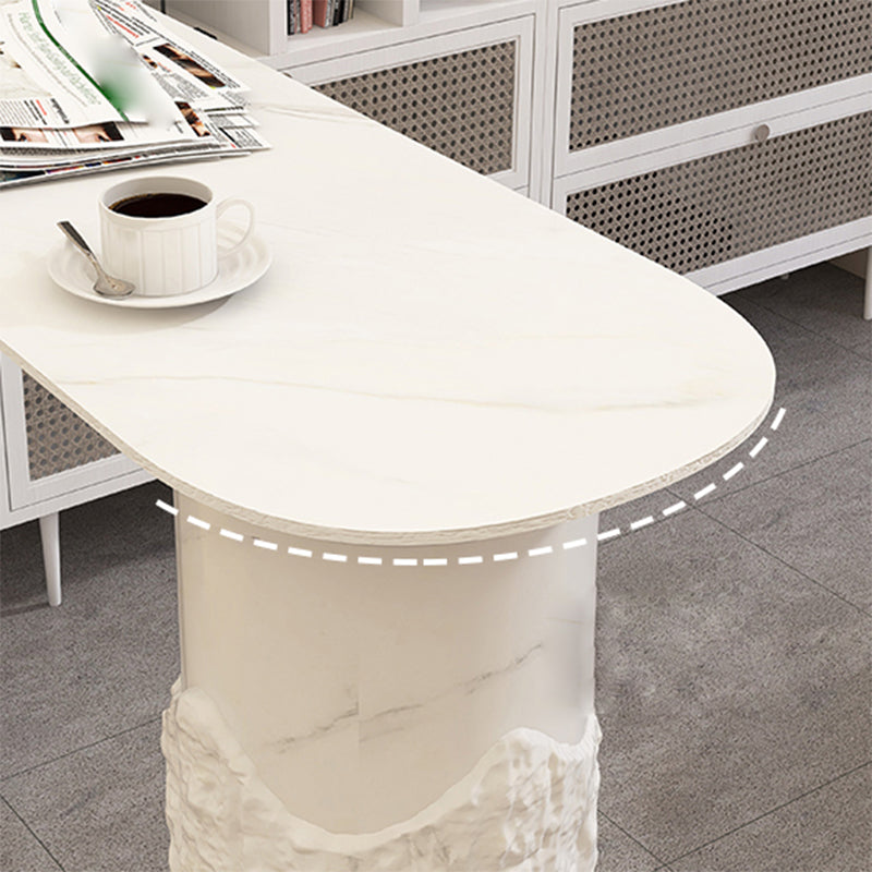 Modern Sintered Stone Bar Table White Specialty Bistro Table with Shelves
