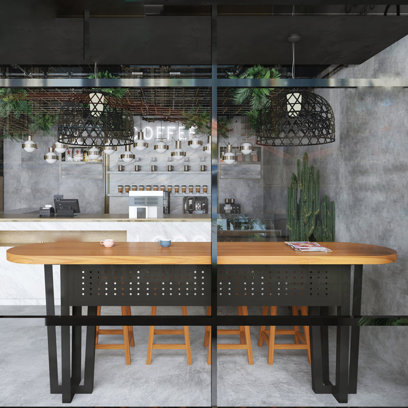 Industrial Style Bar Table Rectangle Solid Wood Bistro Bar Desk for Indoor