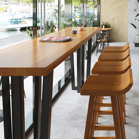 Industrial Style Bar Table Rectangle Solid Wood Bistro Bar Desk for Indoor