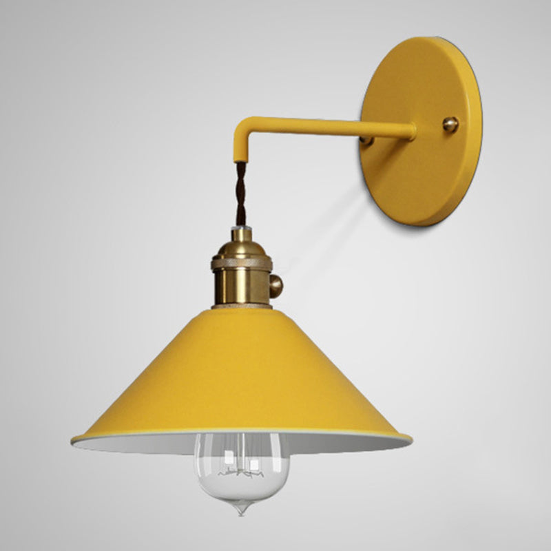 Cone Shaded Wall Light Industrial Polish Finish Lighting for Living Room