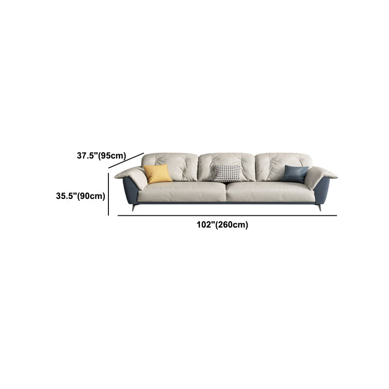 Sewn Pillow Back Sofa Modern Style 34.64" H Faux Leather Sofa